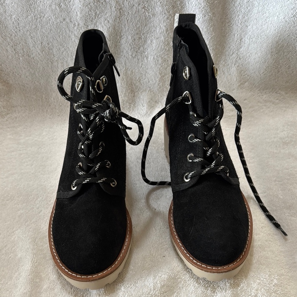Copper Key Black Lace Up Boots with Sturdy Construction